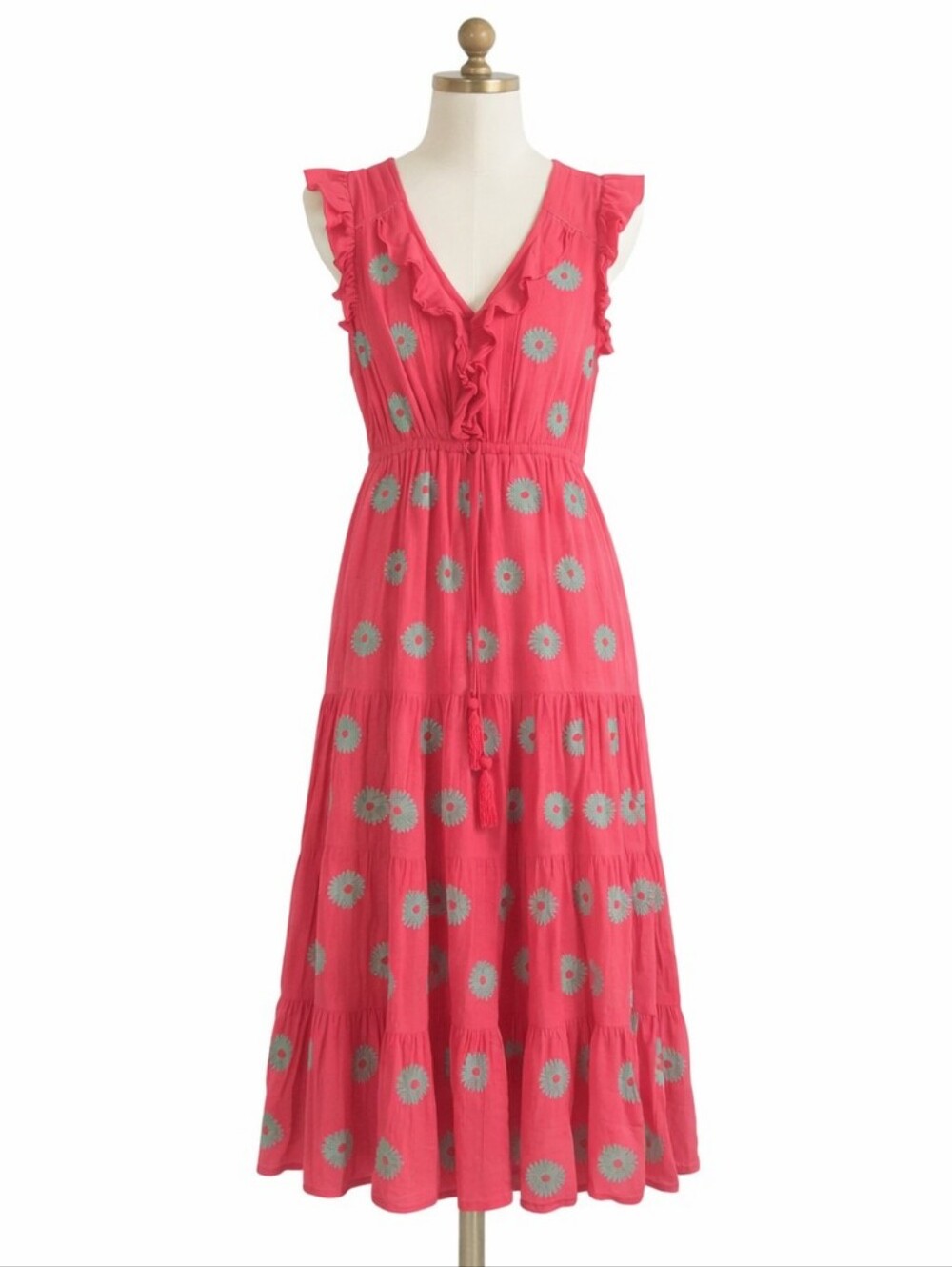 Mer St. Barth Giselle Costal Women's Maxi Cotton Dress Gypsea Cruise Vacation L